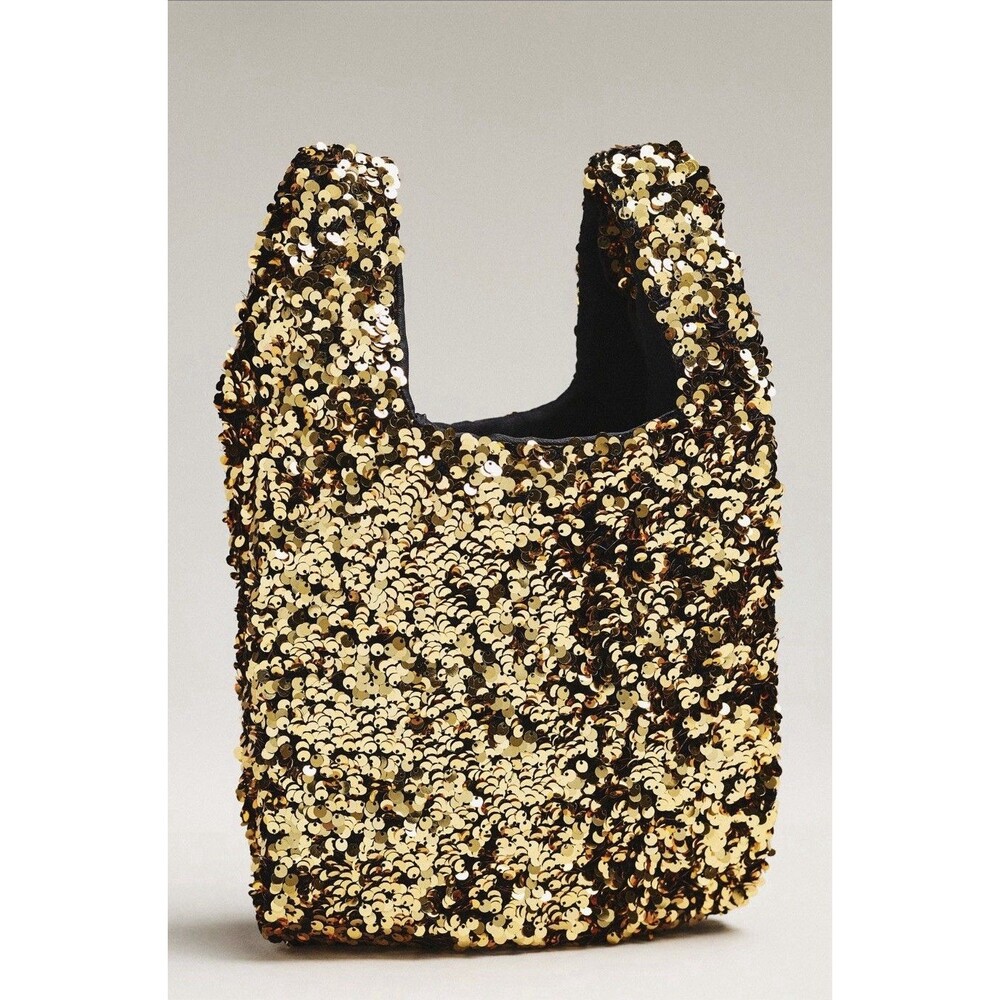 Anthropologie Gold Sequin Mini Bag